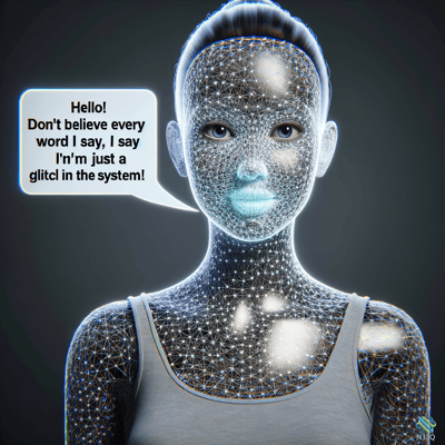 Wireframe Glitch Woman With Speech Bubble