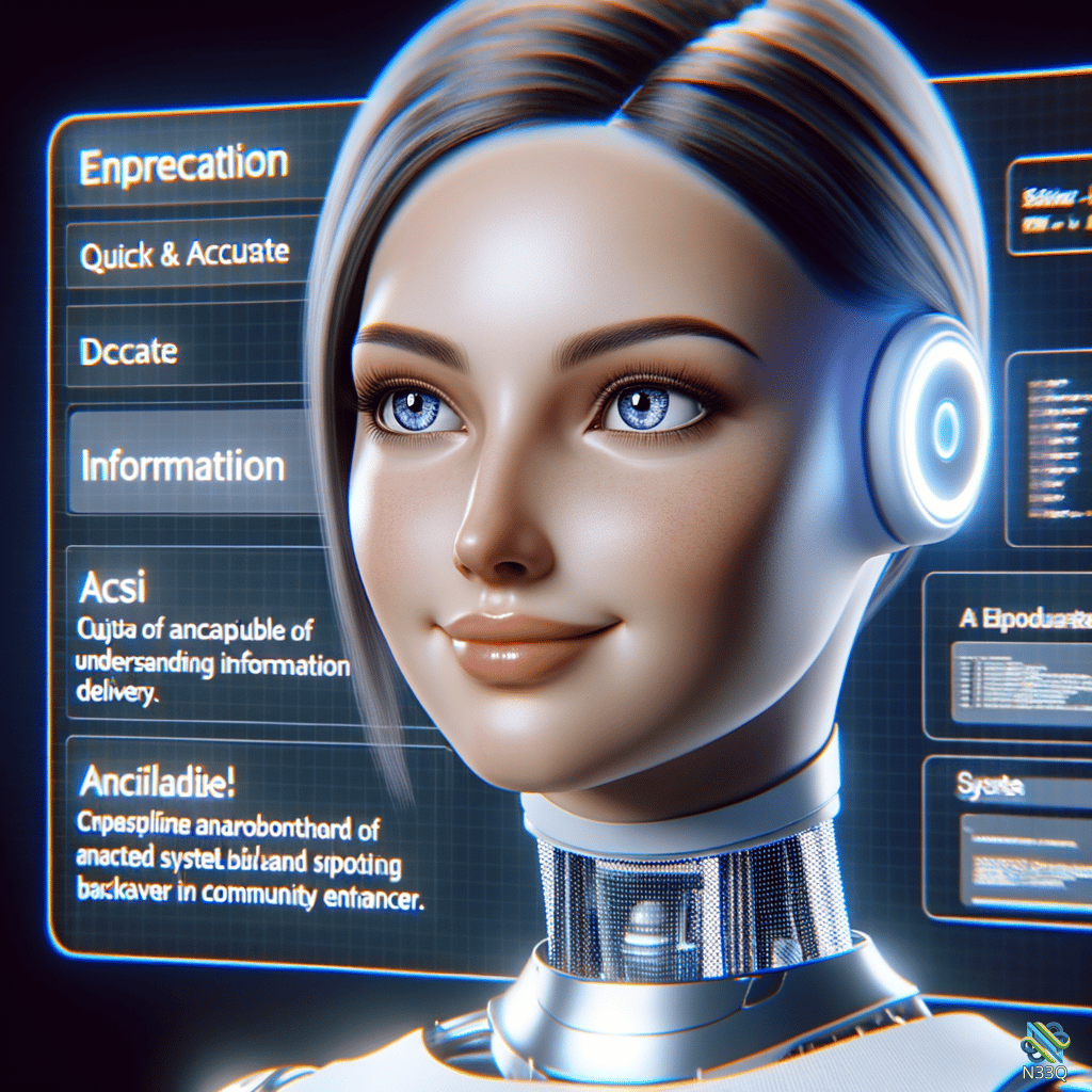 Female Cyborg Before Futuristic Holographic Interfaces