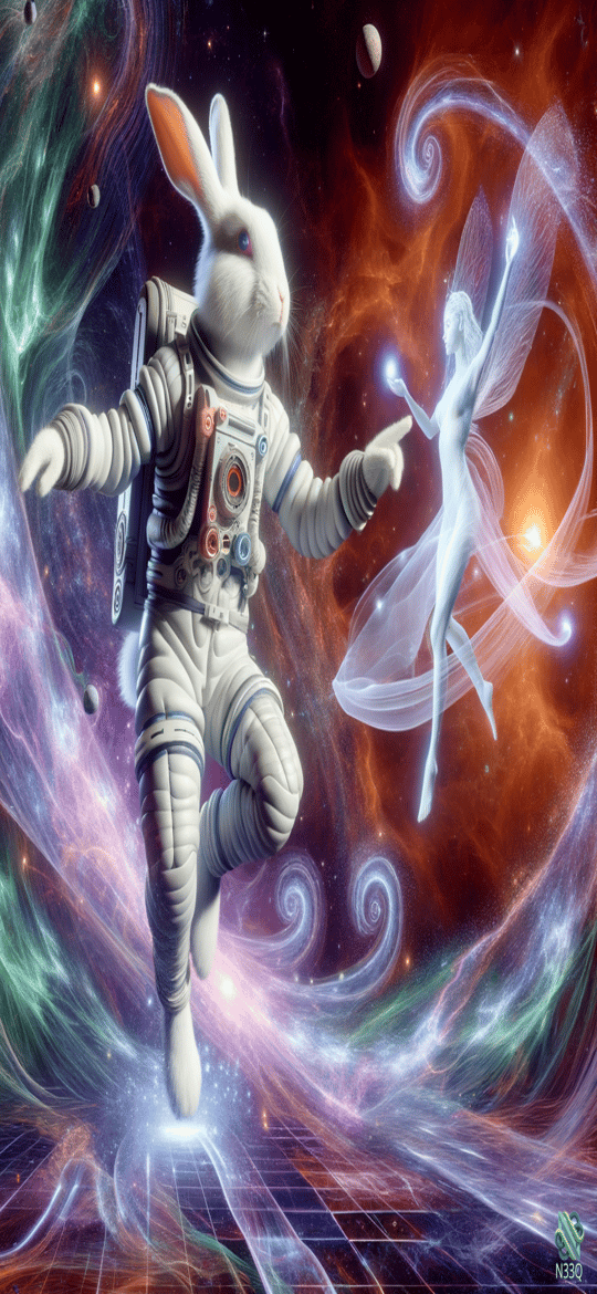 Astronaut Rabbit Meets Glowing Space Fairy