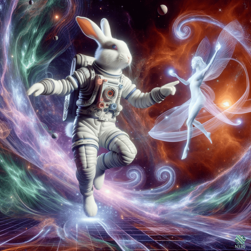 Astronaut Rabbit Meets Glowing Space Fairy