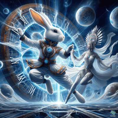 Rabbit and Celestial Woman by Cosmic Clock