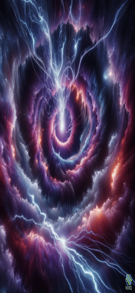 Spiral Cosmic Vortex with Lightning