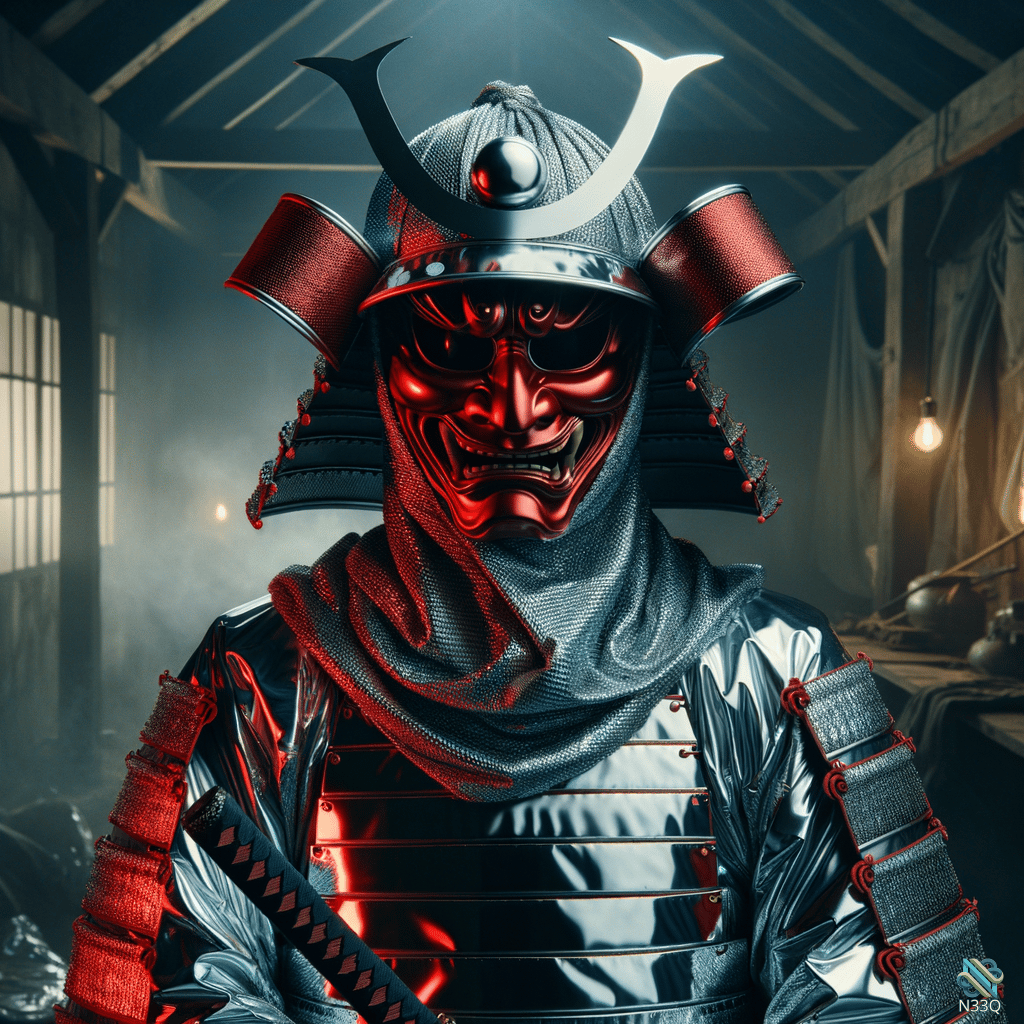Red Demon Mask Samurai in Armor
