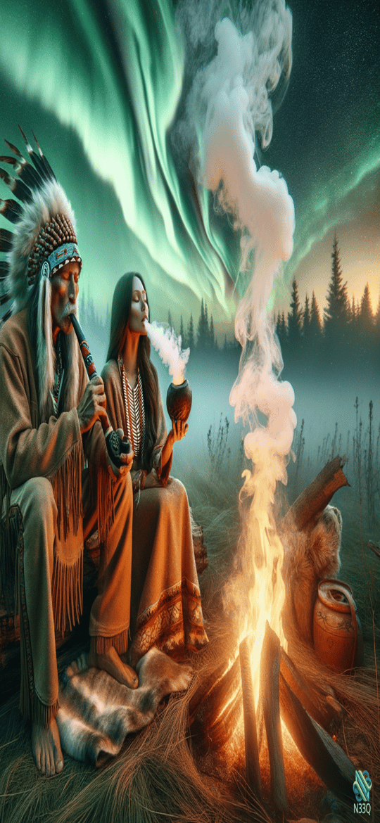 Native Elders by Aurora Campfire