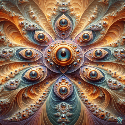 Symmetrical Mandala of Multiple Eyes