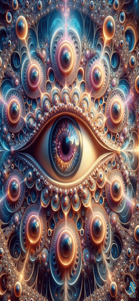 Central Eye in Fractal Golden Orbs