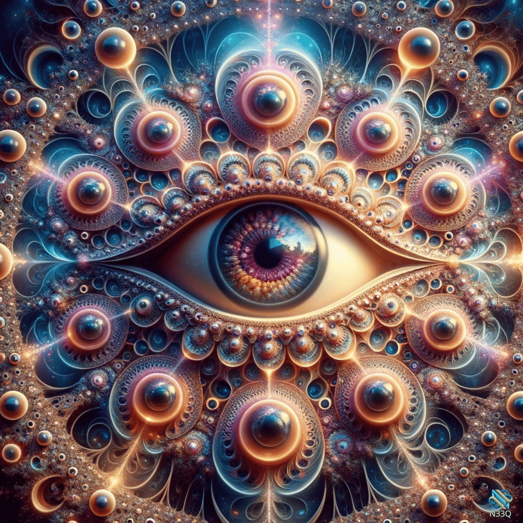Central Eye in Fractal Golden Orbs