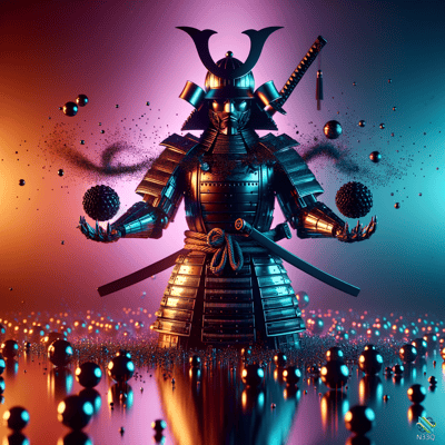 Black Armored Samurai Holding Spiked Orbs