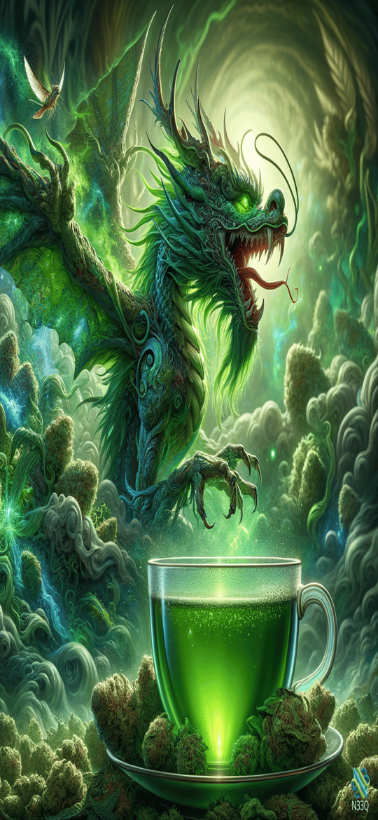 Green Dragon Over Glowing Tea Cup