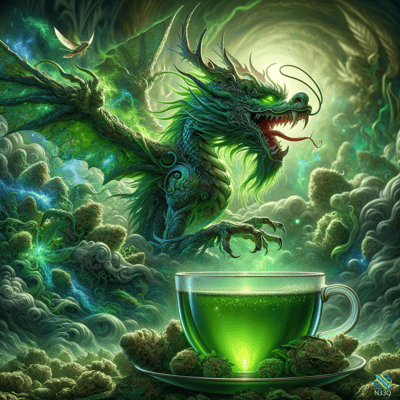Green Dragon Over Glowing Tea Cup