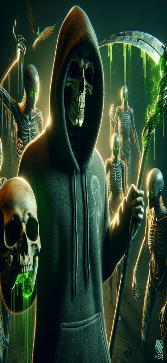 Hooded Skeleton Grim Reaper with Scythe