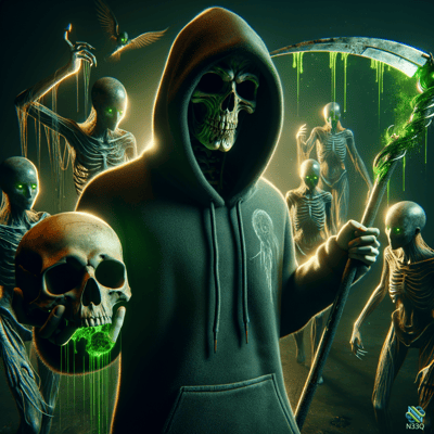 Hooded Skeleton Grim Reaper with Scythe