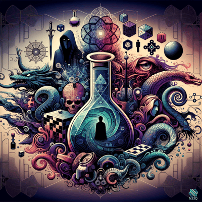 Mystical Flask with Inner Silhouette and Dragons