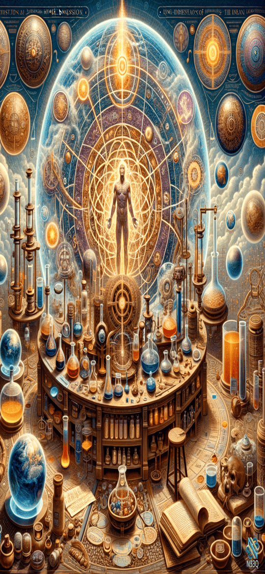 Cosmic Human in Alchemical Laboratory
