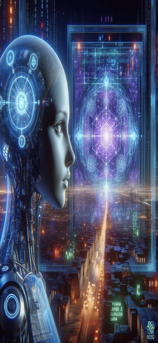 Cyborg Gazing at Holographic Geometric Display