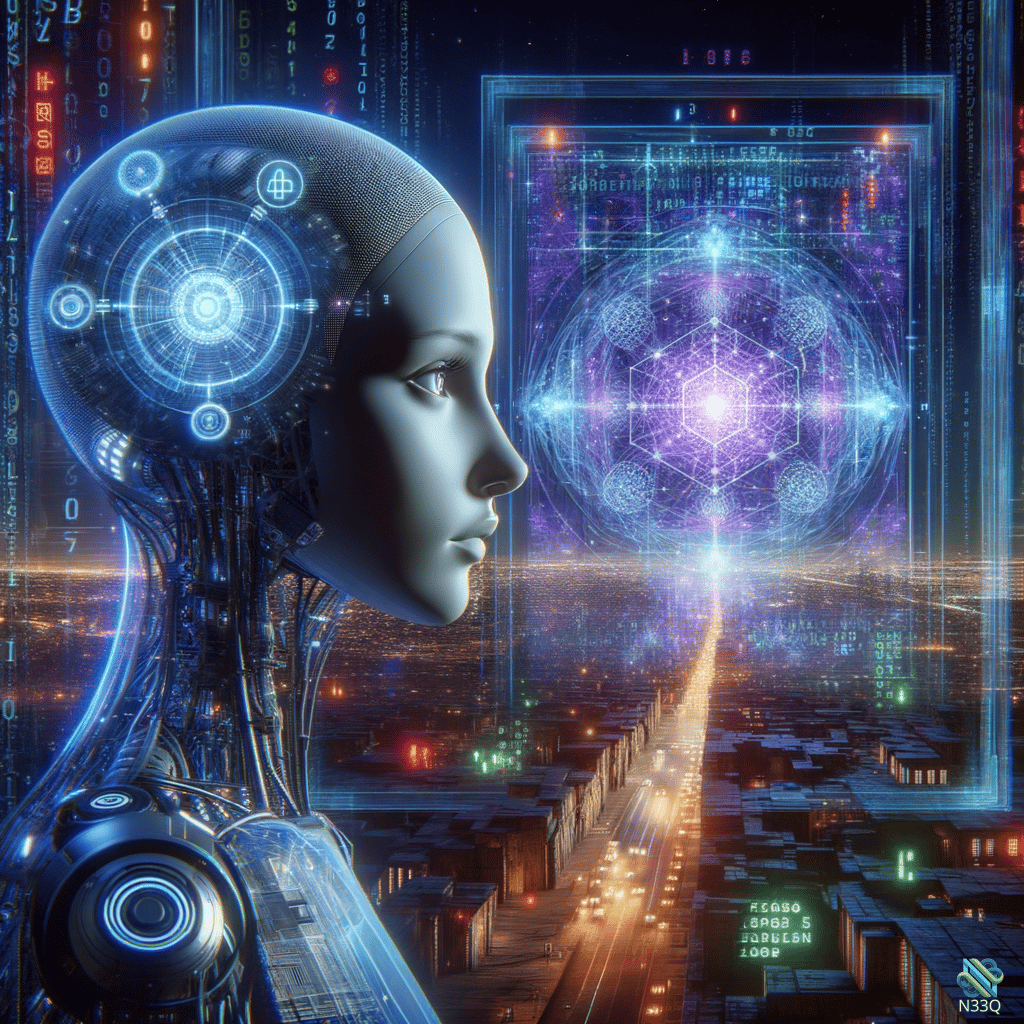 Cyborg Gazing at Holographic Geometric Display