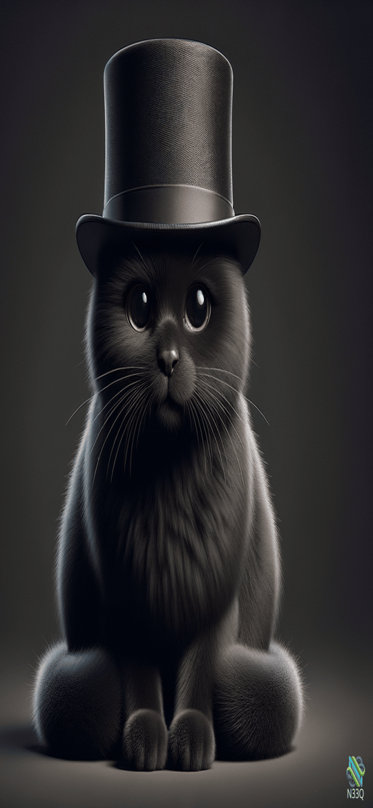 Black Cat Wearing Top Hat