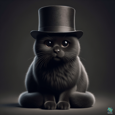 Black Cat Wearing Top Hat