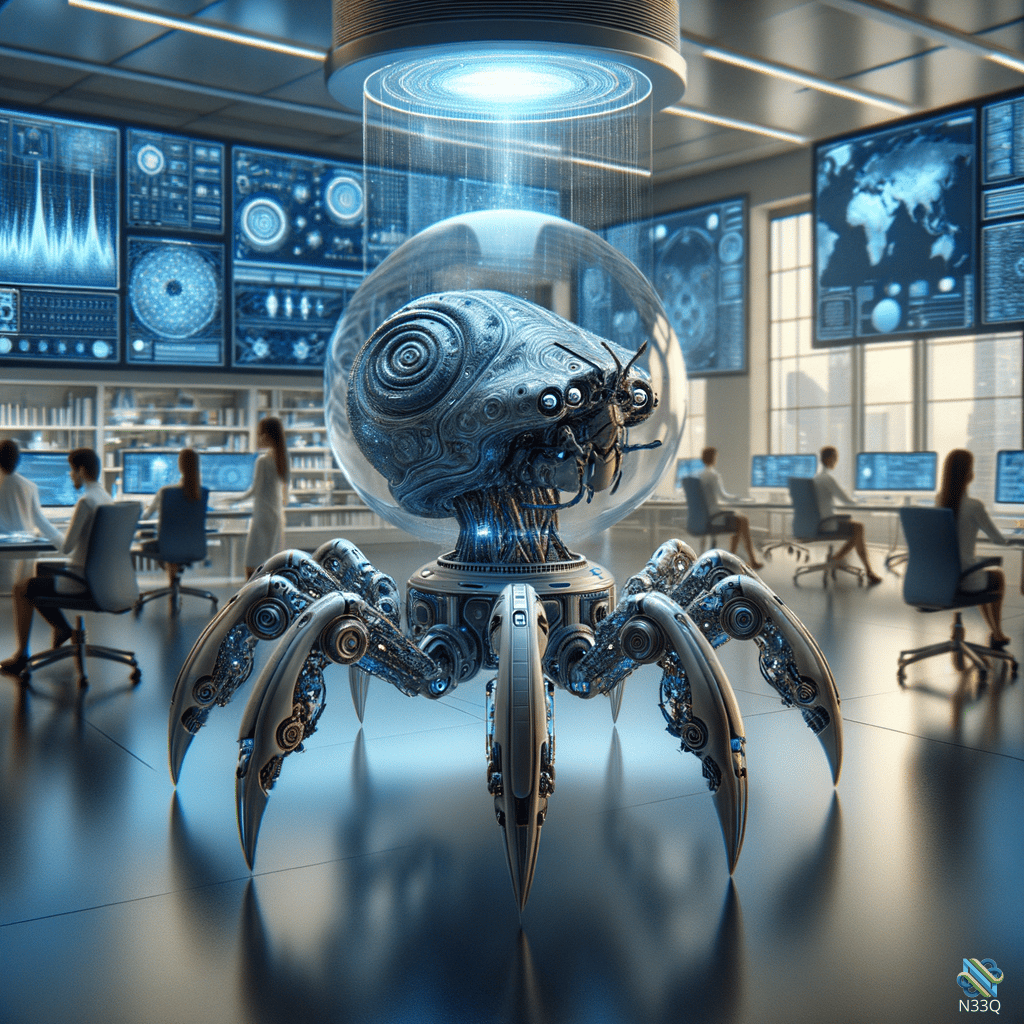 Robotic Spider in Futuristic Control Room