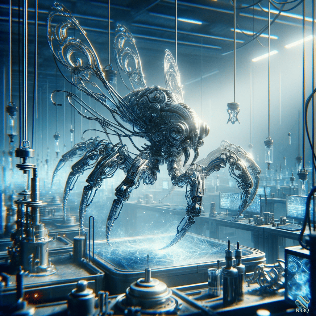 Mechanical Insect in Futuristic Laboratory