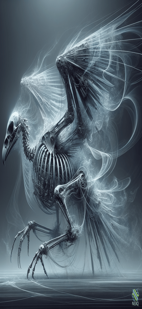 Skeletal Phoenix with Ethereal Wings