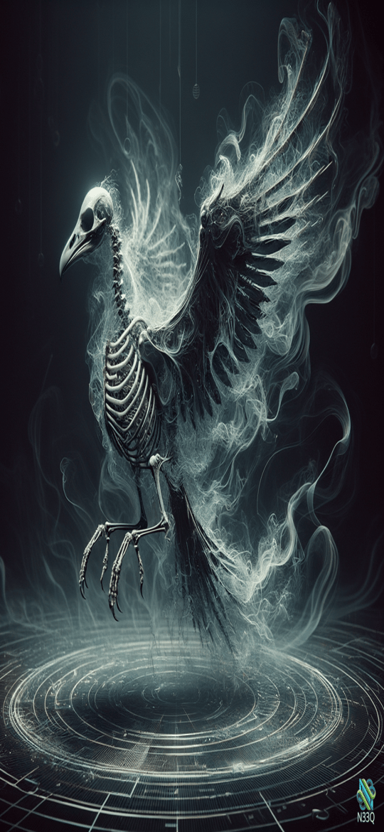 Skeletal Raven Above Glowing Arcane Circle