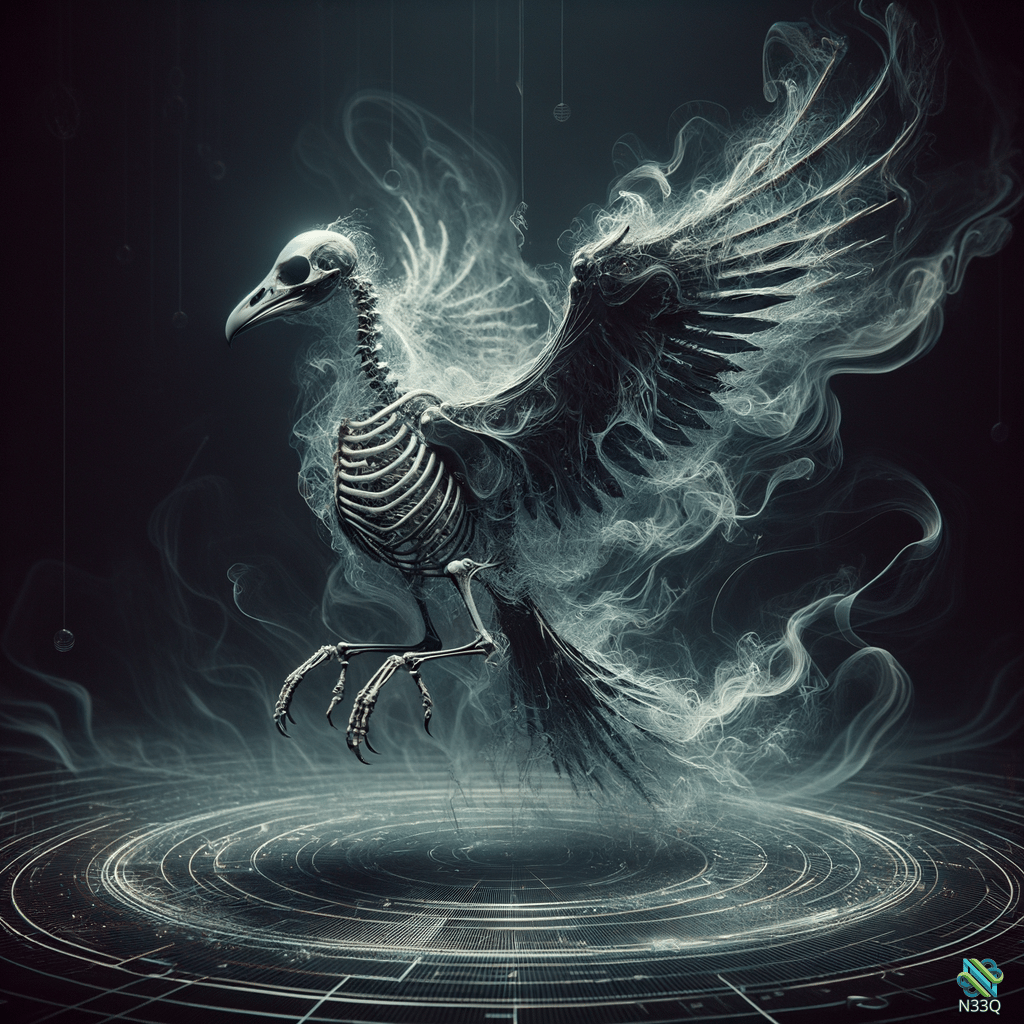 Skeletal Raven Above Glowing Arcane Circle