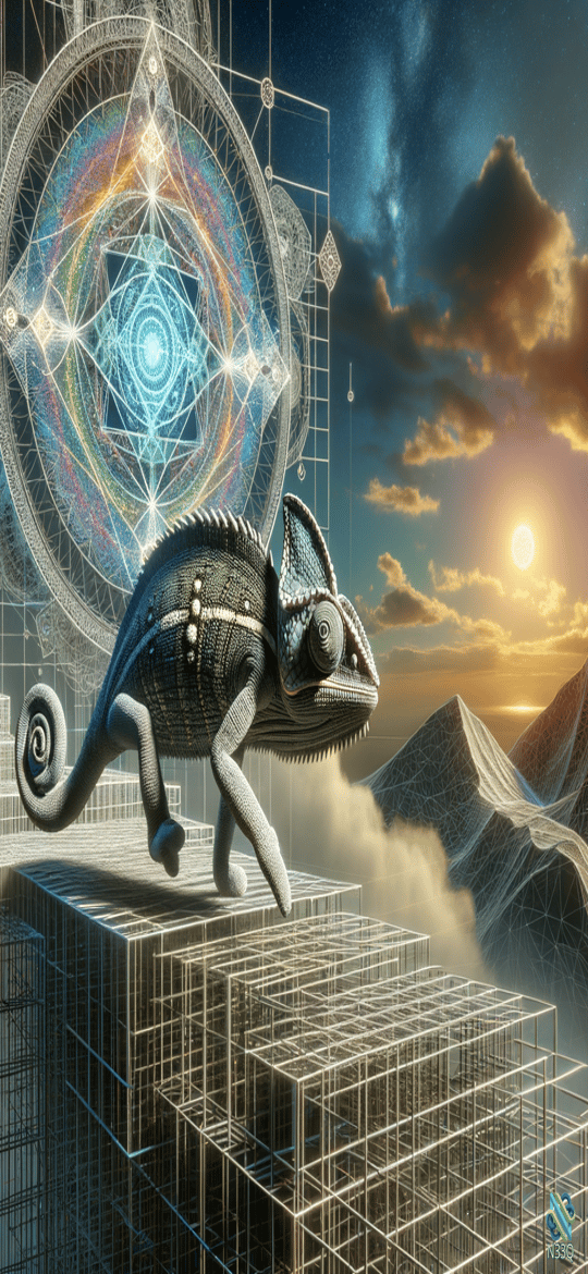 Mechanical Chameleon on Wireframe Platforms