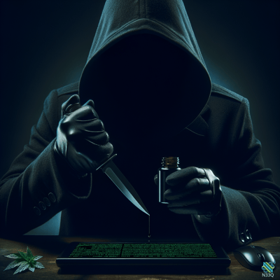 Hooded Figure With Dripping Knife And Vial