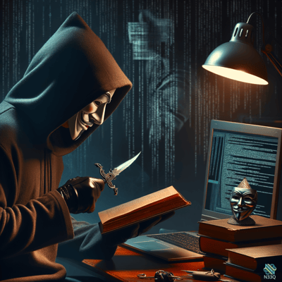 Hooded Hacker with Mask and Dagger