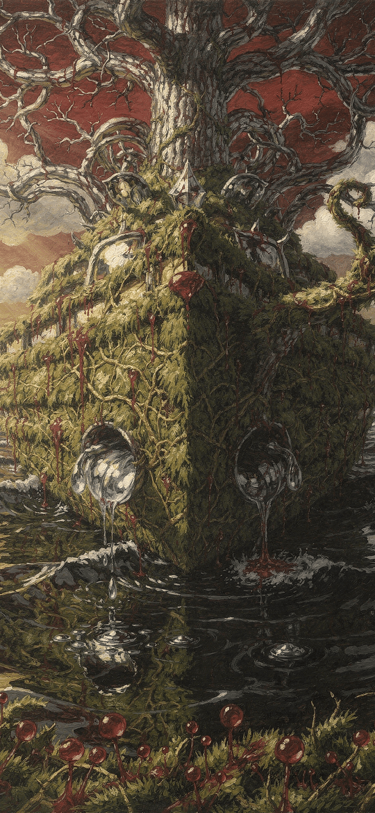 Red Tree on Floating Mossy Island