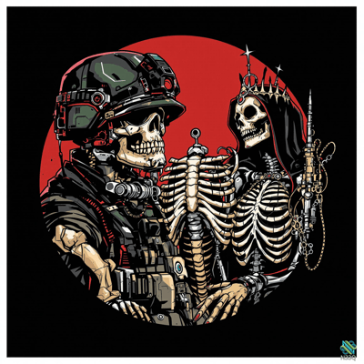 Skeleton Soldier and Crowned Skeleton Queen