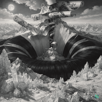 Mountain Vortex with Floating Scrolls
