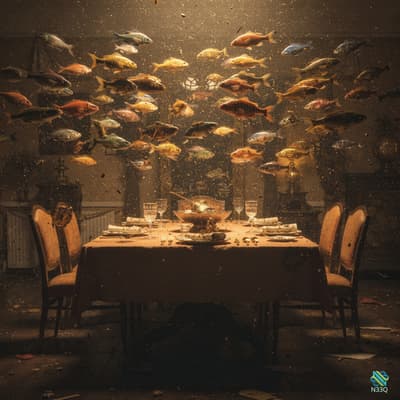 School of Fish Over Dinner Table