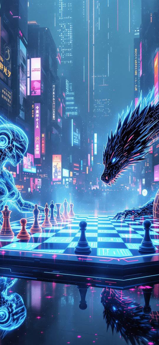 Holographic Figure vs Cyber Dragon Chess