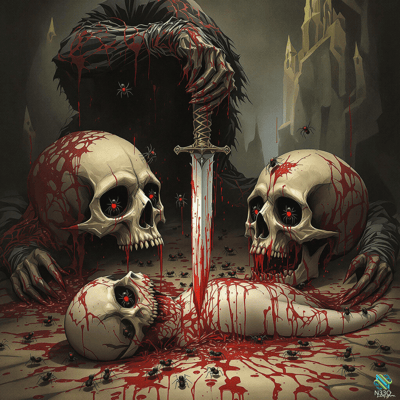 Bloody Skulls and Sword Among Spiders