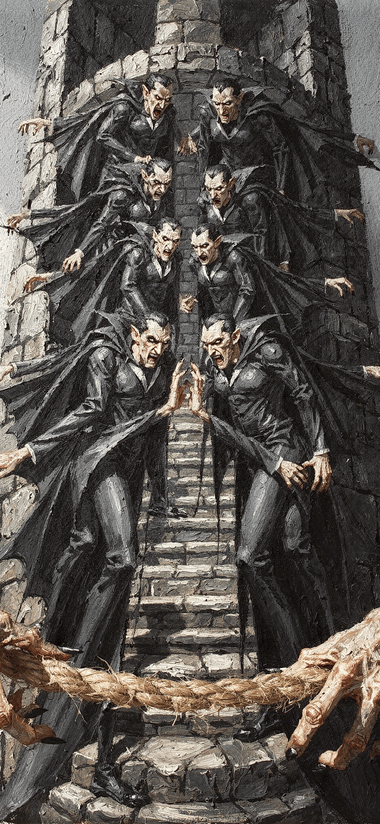 Vampires Climbing Ancient Stone Tower
