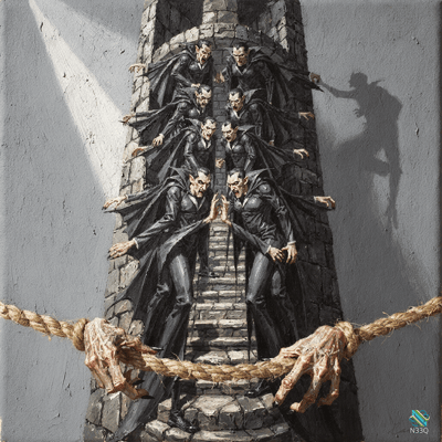 Vampires Climbing Ancient Stone Tower