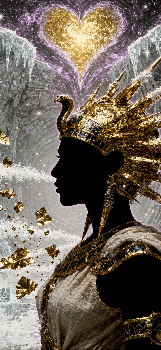 Egyptian Queen Silhouette in Frozen Realm