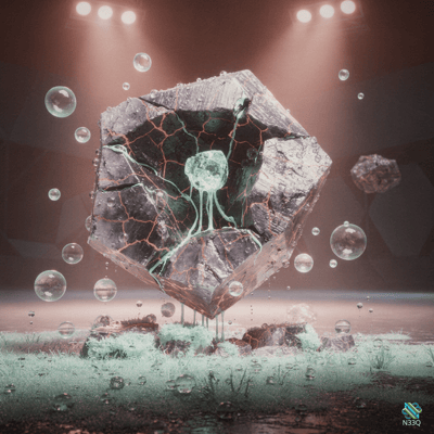 Glowing Jellyfish in Floating Cracked Stone