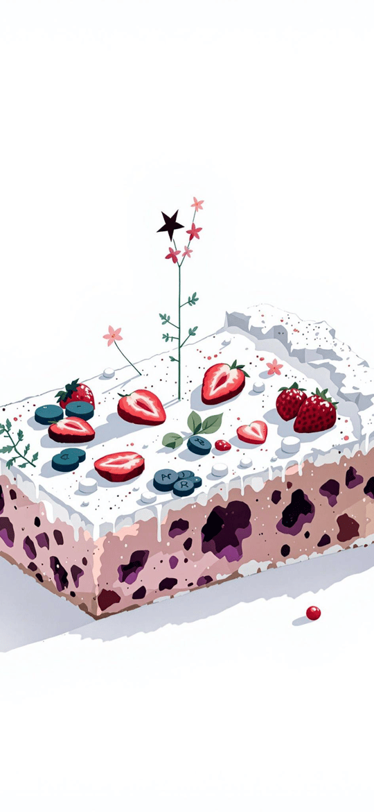 Berry Topped Pink Cake with Flowers