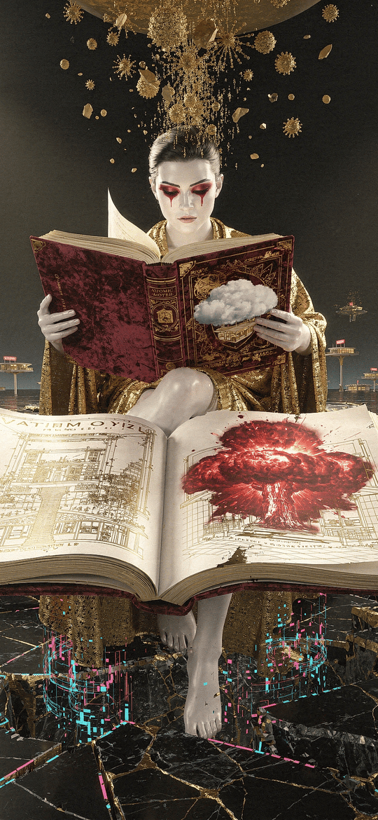 Woman in Gold Reading Exploding Book