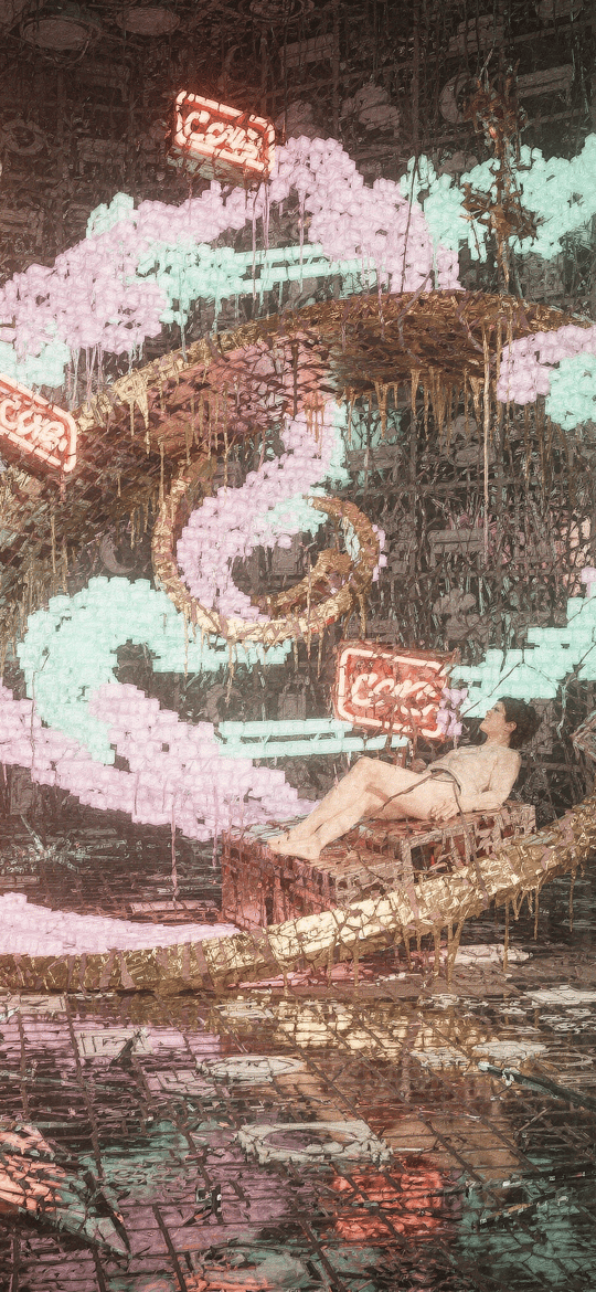 Woman Reclining on Pixel Vortex