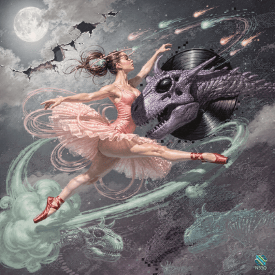 Ballerina Dancing with Dragon Record Skull
