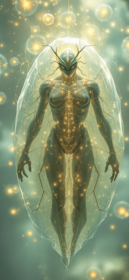 Alien Woman in Luminous Cocoon