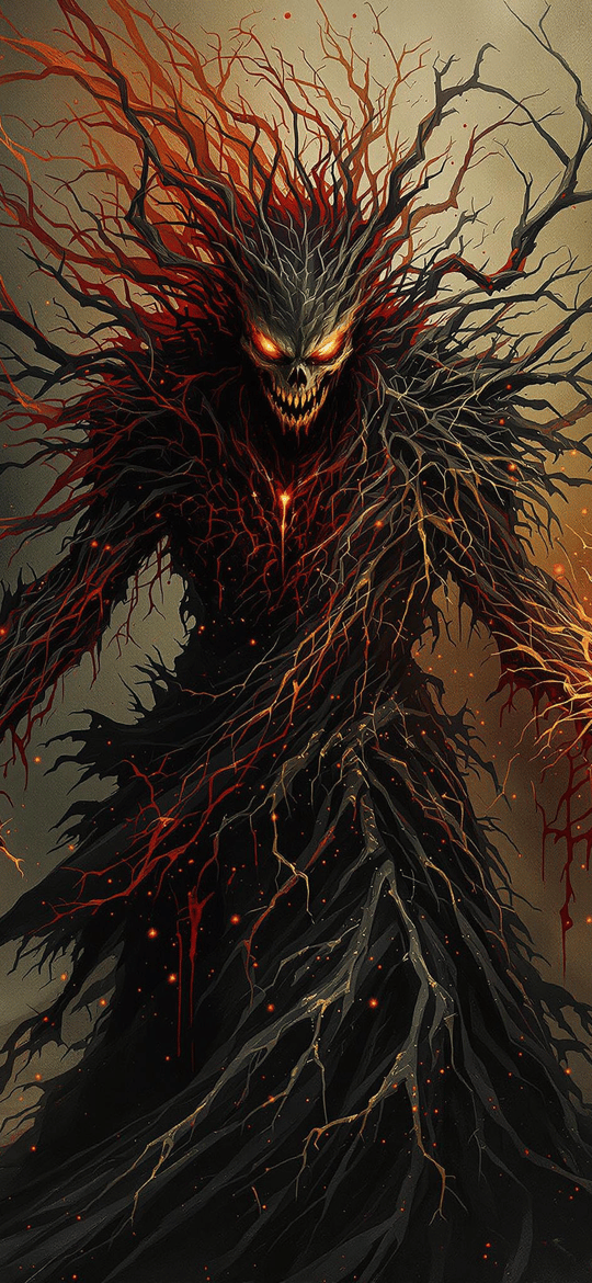 Skeletal Demon Clutching Fiery Orb