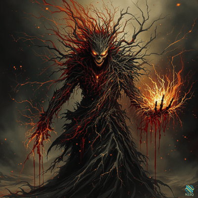 Skeletal Demon Clutching Fiery Orb