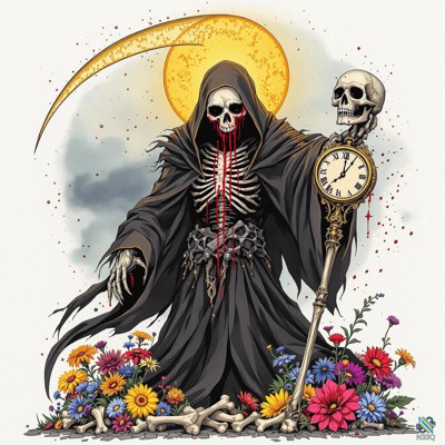 Bloody Grim Reaper with Clock Scythe