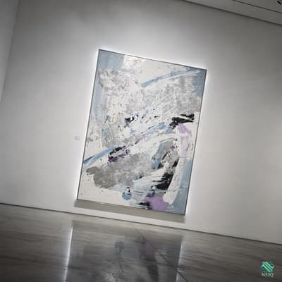 Abstract Painting with Blue Purple Strokes