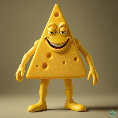 Smiling Yellow Cheese Character Standing